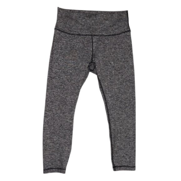 Lululemon Wunder Under black and White Crop Heathered Leggings in size 12 - Picture 2 of 7